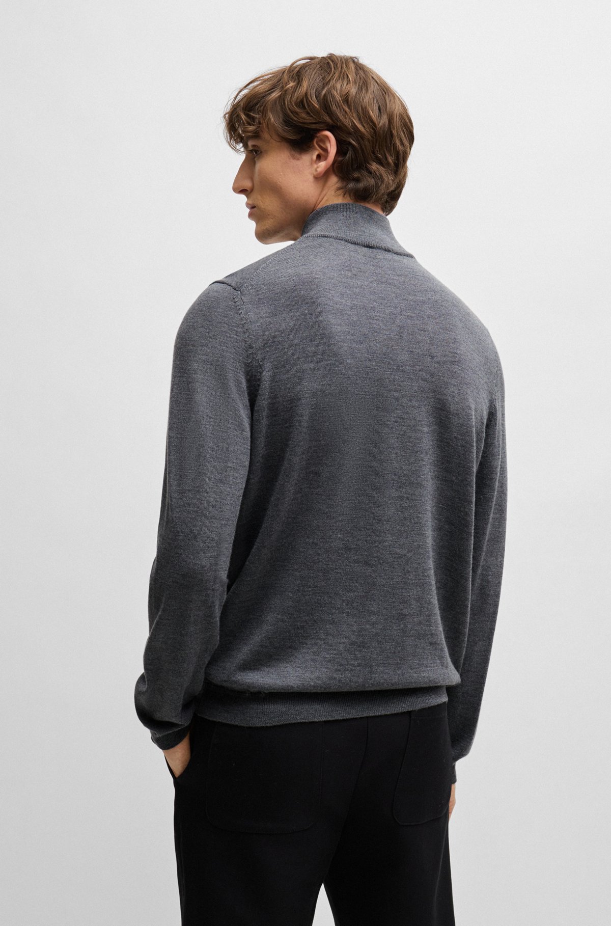 Neerduwen mooi Wederzijds BOSS - Slim-fit sweater in extra-fine merino wool