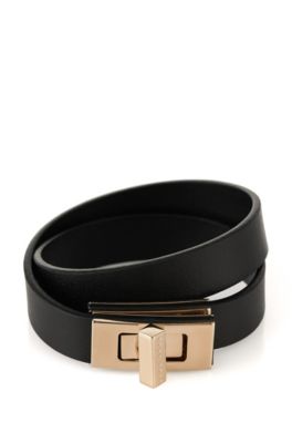 boss men's leather bracelet