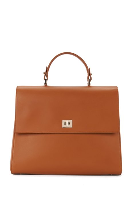 BOSS Bespoke handbag in smooth leather, Brown