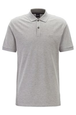 silver polo shirt