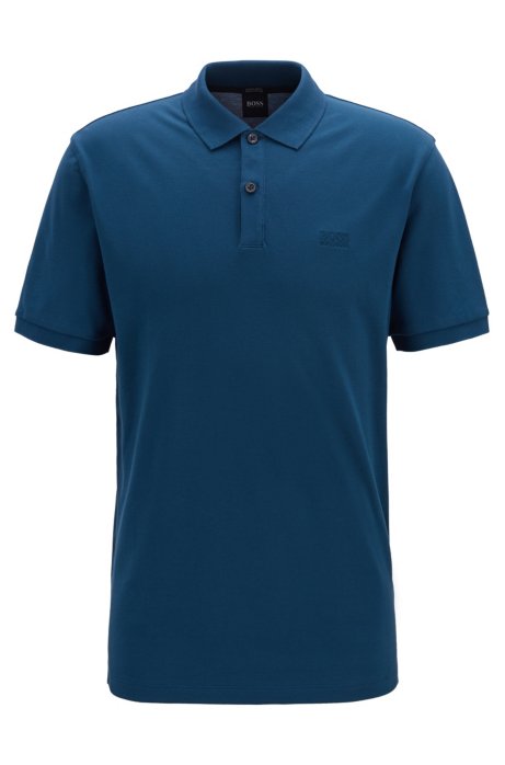 Regular-fit polo shirt in fine piqu&eacute;, Blue