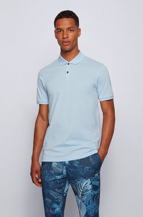 Regular-fit polo shirt in Pima-cotton piqué, Light Blue