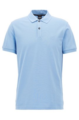 HUGO BOSS | Polo Shirts for Men | Classic & Sportive Designs Regular-fit polo shirt in fine piqué, Light Blue