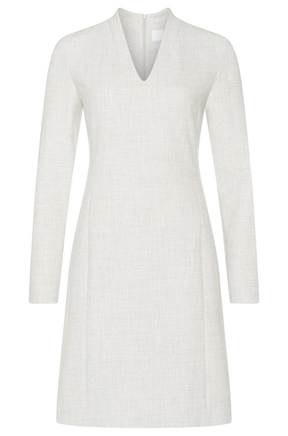 Mottled dress with added stretch: 'Halia', Light Grey