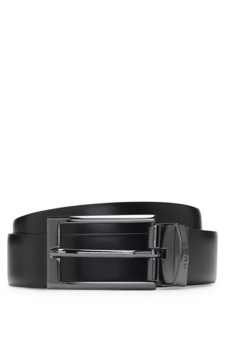 Ceinture en cuir réversible avec passant logoté