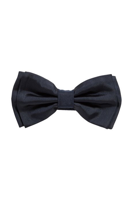 Italian-made bow tie in jacquard-woven silk, Dark Blue
