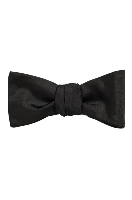 Italian-made bow tie in pure silk, Black