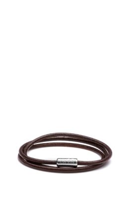 boss men's leather bracelet