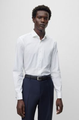 BOSS - Double-cuff slim-fit shirt in cotton