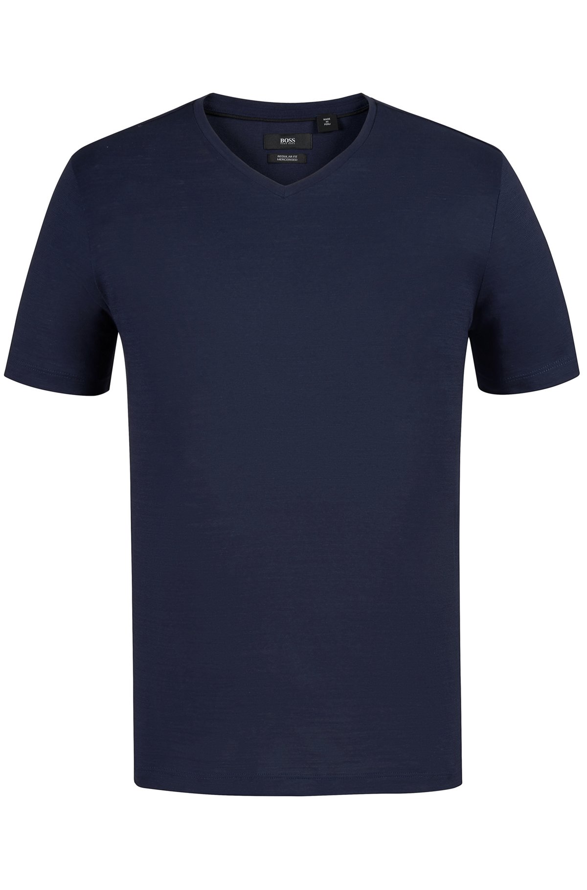 Regular-fit T-shirt in mercerized cotton, Dark Blue