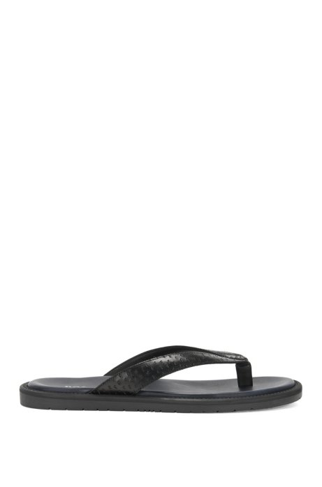 Leather toe separator sandals: 'Hampeg', Black
