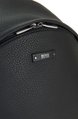 BOSS - Backpack in grained Italian leather