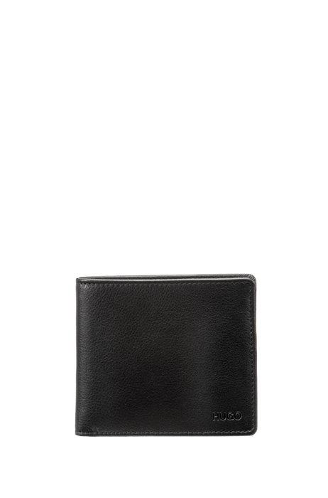 Bi-fold wallet in smooth leather, Black