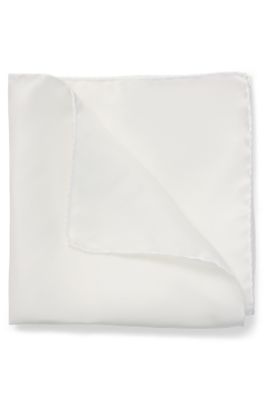 Pocket square in fine silk twill, White