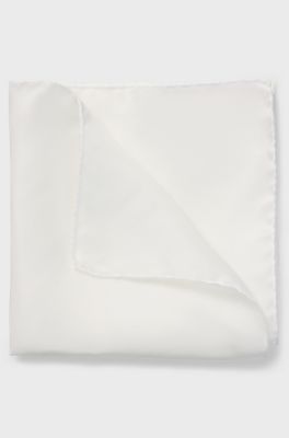 Pocket square in fine silk twill, White
