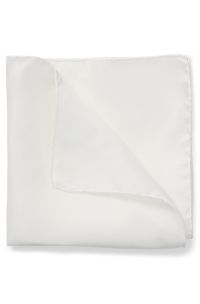 Pañuelo de bolsillo en sarga de seda exclusiva, Blanco