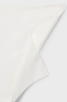 Pocket square in fine silk twill, White