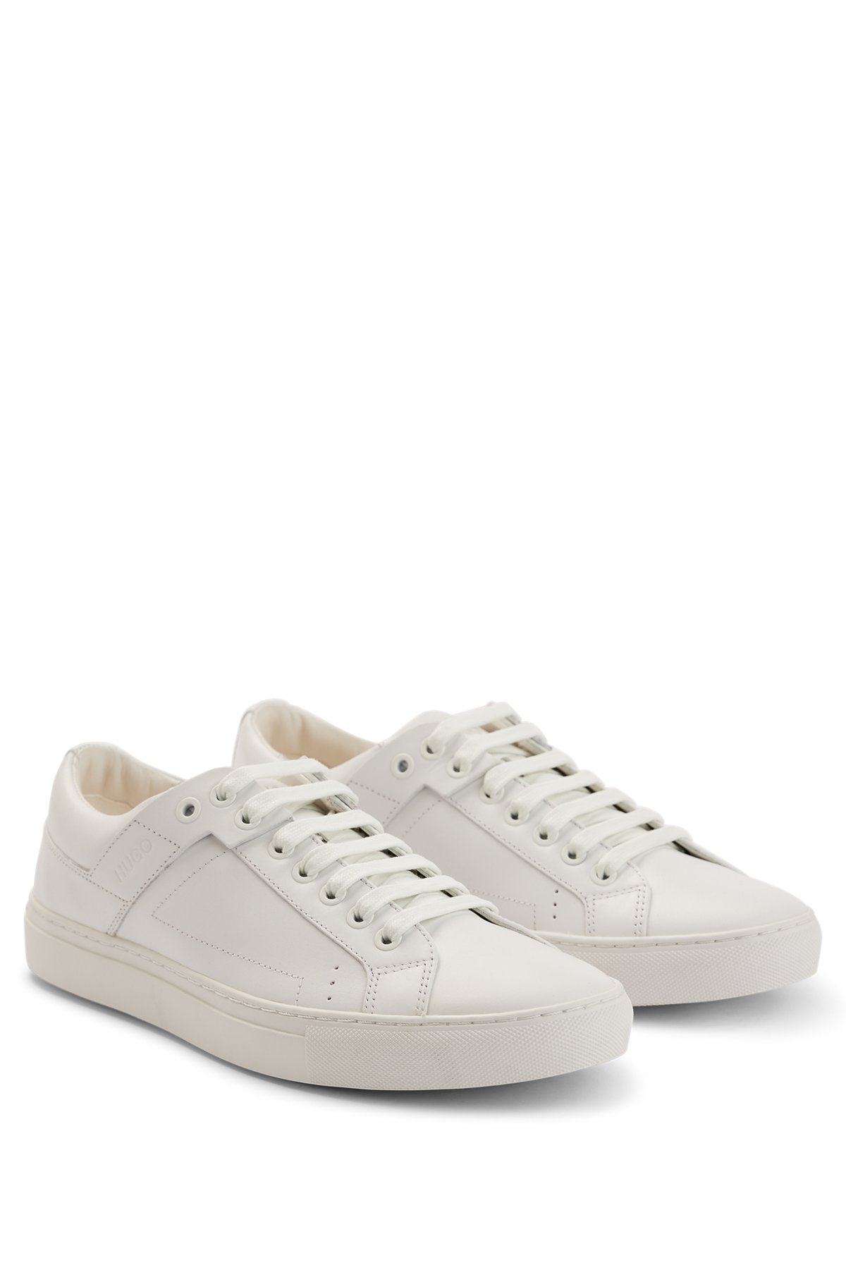 Tennis-inspired trainers in nappa leather with rubber sole, White