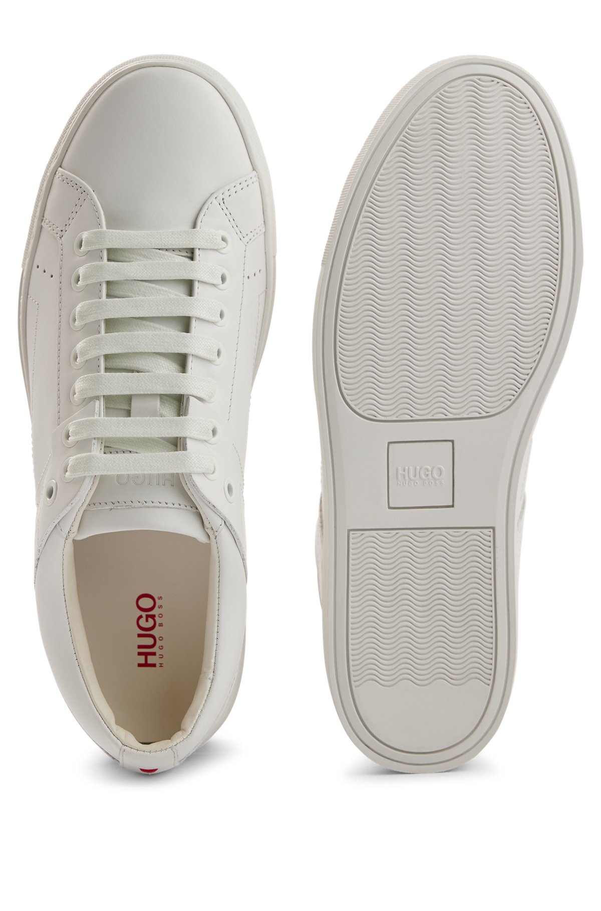 Sneakers im Tennis-Stil aus Nappaleder mit Gummisohle, Weiß