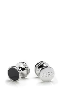 HUGO - Round cufflinks with enamel detail