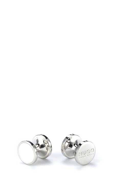 Round cufflinks with enamel detail , Natural