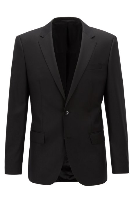 Slim-fit jacket in virgin wool, Black
