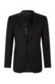 Slim-fit jacket in virgin-wool serge with AMF stitching, Black
