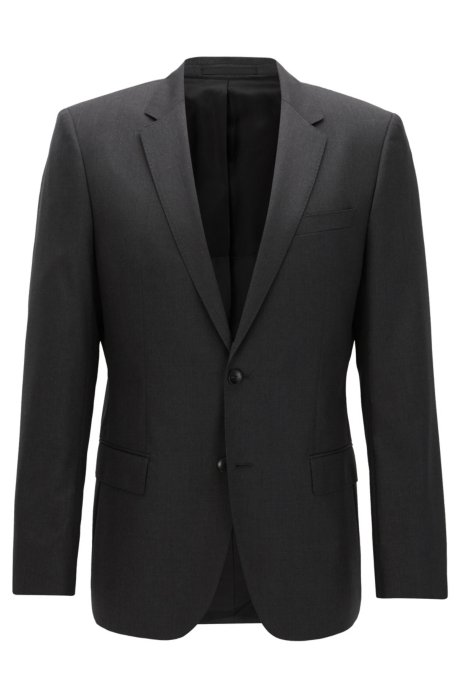 Slim-fit jacket in virgin wool, Dark Grey