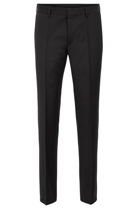 Slim-fit trousers in pure virgin wool, Black