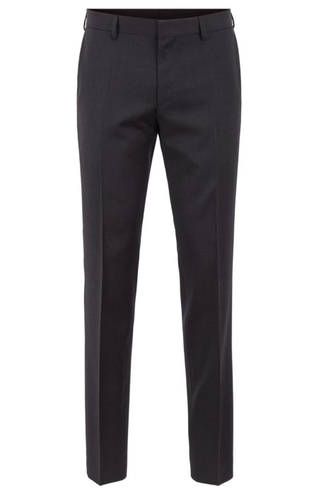 Slim-fit trousers in pure virgin wool, Dark Grey