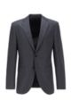 Regular-fit jacket in virgin-wool serge with AMF stitching, Dark Grey