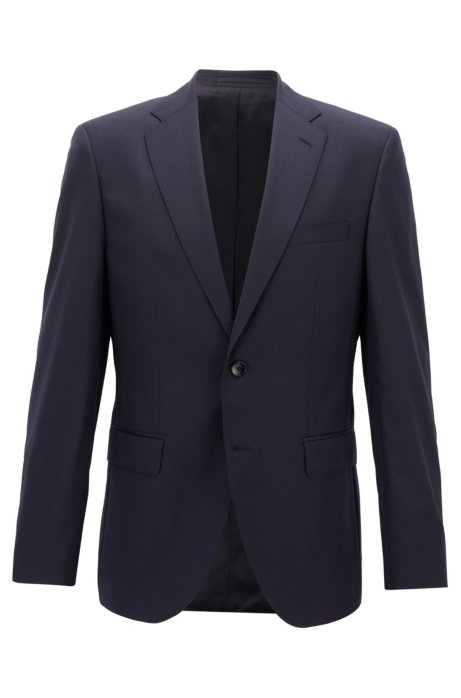 Regular-fit virgin wool jacket with AMF stitching, Dark Blue