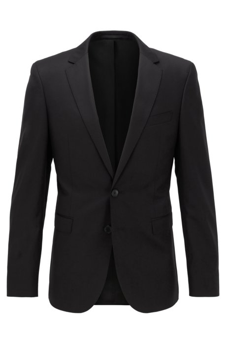 Extra-slim-fit jacket in pure wool, Black