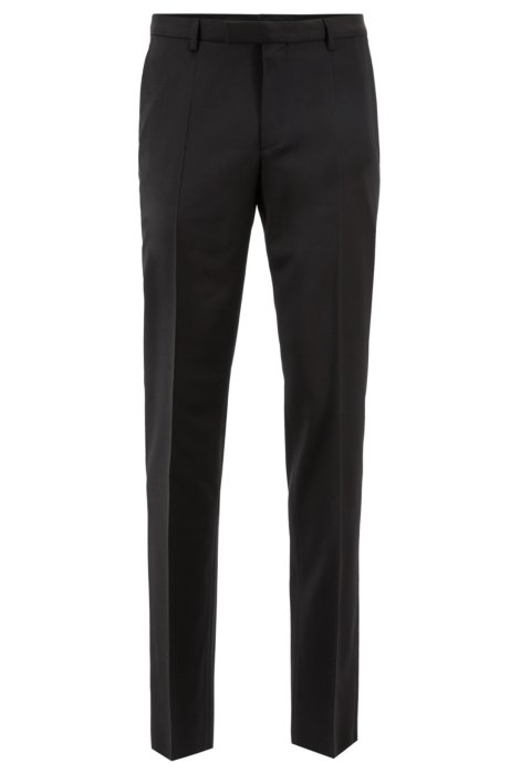 Straight-leg business trousers in virgin wool, Black