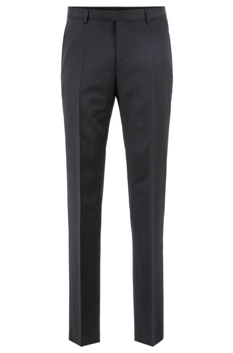 Straight-leg business trousers in virgin wool, Dark Grey