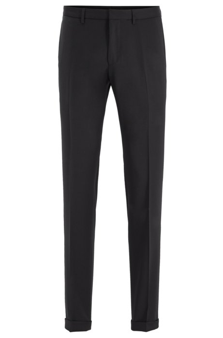 Extra-slim-fit trousers in virgin wool, Black