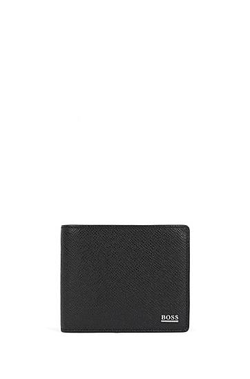 Hugo Boss Signature Collection Trifold Wallet In Textured Leather By Boss In Black