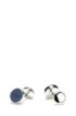 Round cufflinks with enamel core, Dark Blue