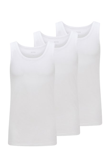Three-pack of underwear vests in pure cotton, White
