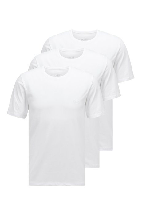 T-Shirts aus Baumwolle im Dreier-Pack, Weiß