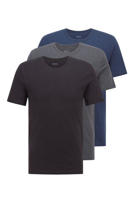Three-pack of underwear T-shirts in cotton, Black / Grey / Blue