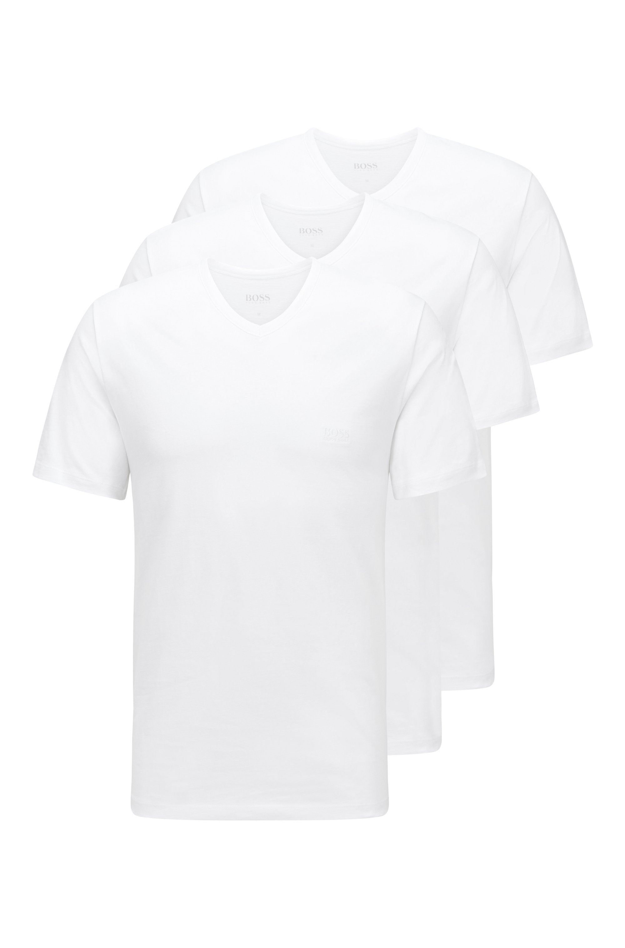 Three-pack of V-neck underwear T-shirts in cotton, White