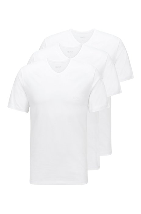Dreier-Pack T-Shirts aus Baumwolle mit V-Ausschnitt, Weiß