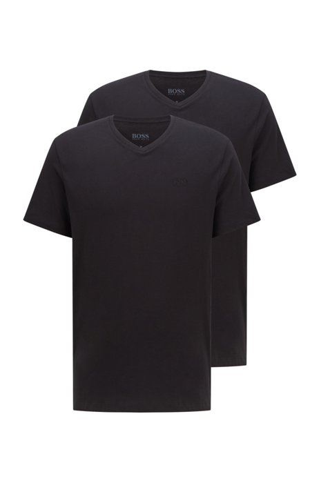 Two-pack of V-neck underwear T-shirts in cotton, Black