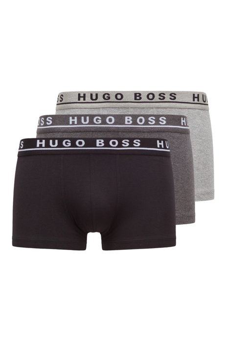 Lot de trois boxers en coton stretch ornés du logo à la taille, Gris sombre