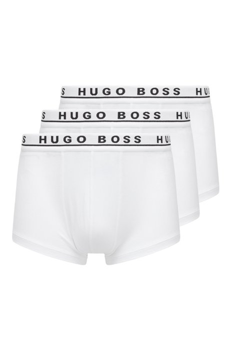 Lot de trois boxers en coton stretch ornés du logo à la taille, Blanc