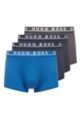 Three-pack of stretch-cotton trunks with logo waistbands, Charcoal