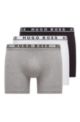 Dreier-Pack eng anliegende Boxershorts aus Stretch-Baumwolle, Weiß / Grau / Schwarz