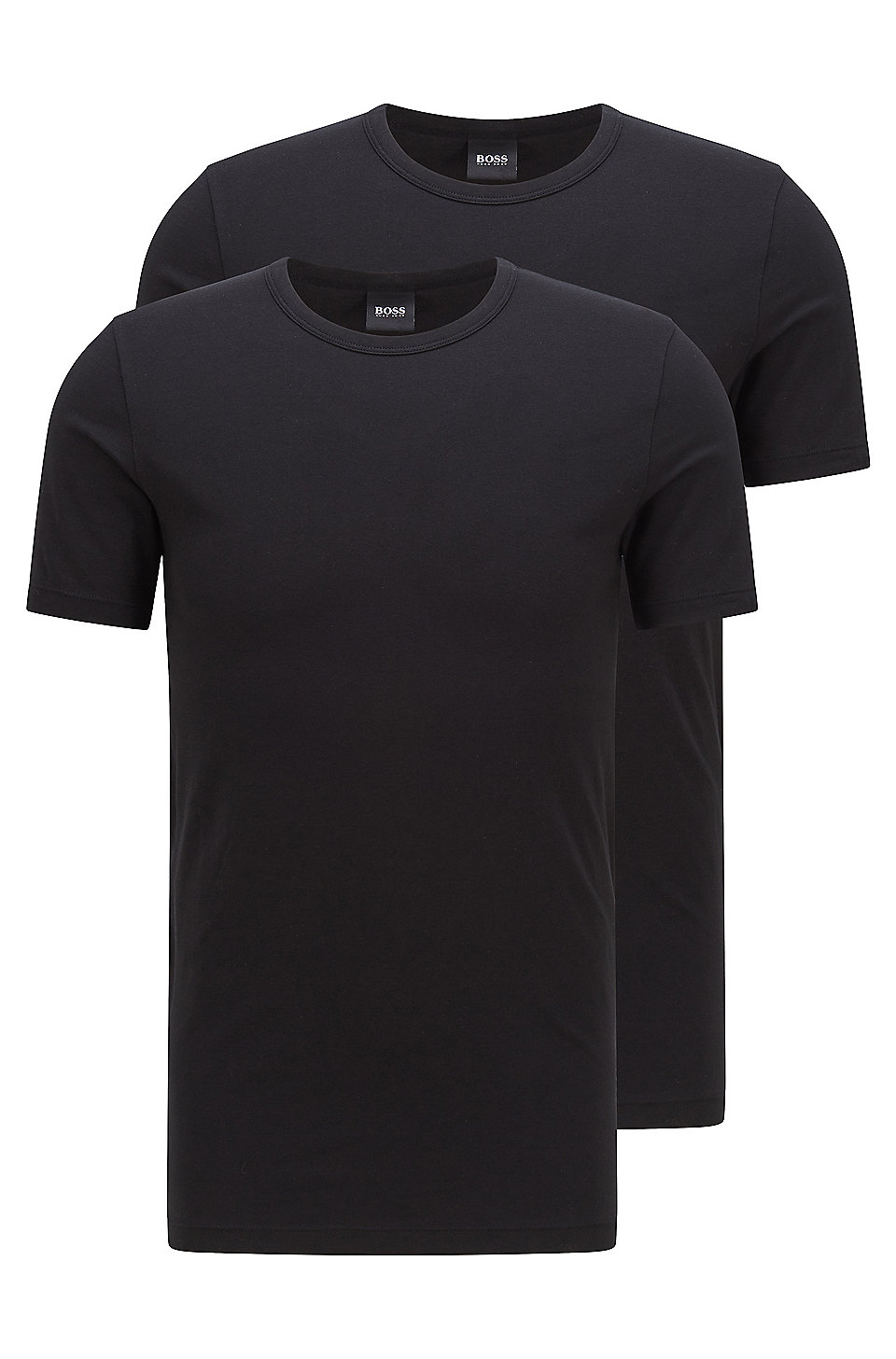 BOSS Mens T-Shirt RN 2P CO/EL Two-Pack of Stretch-Cotton Underwear T-Shirts with Vertical Logo