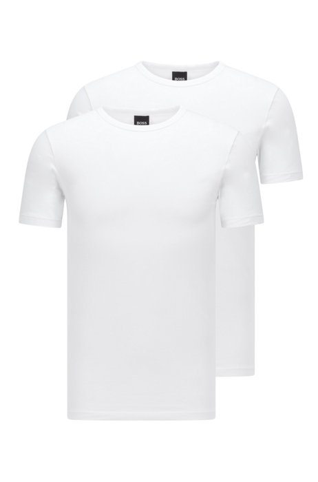 Two-pack of slim-fit underwear T-shirts with vertical logo, White
